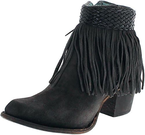 Santiags femme basses noires FB Fashion Boots avec franges