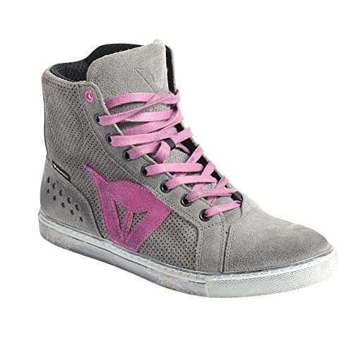 Baskets moto bikeuse grise et rose
