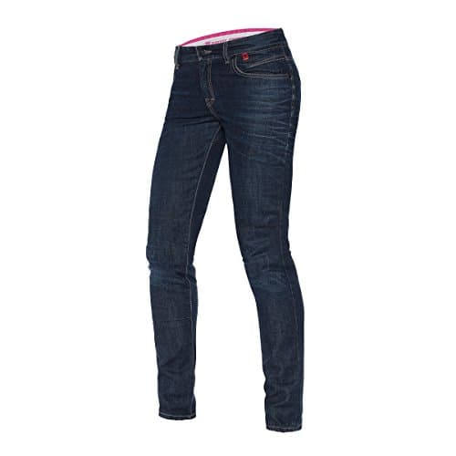 Jean Slim moto sécurité femme brut Dainese avec bande réfléchissante