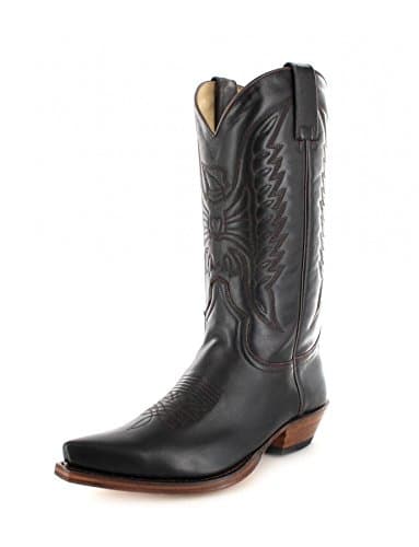 Bottes Cowboy femme Sendra en Cuir noir bout pointu