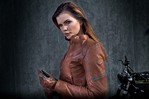 Blouson motarde homologué CE moto femme Fukushima en cuir marron