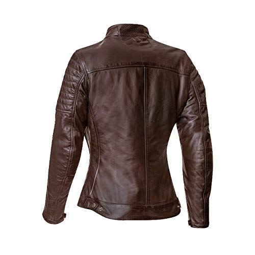 Blouson homologué CE moto femme IXON en cuir marron pour bikeuse