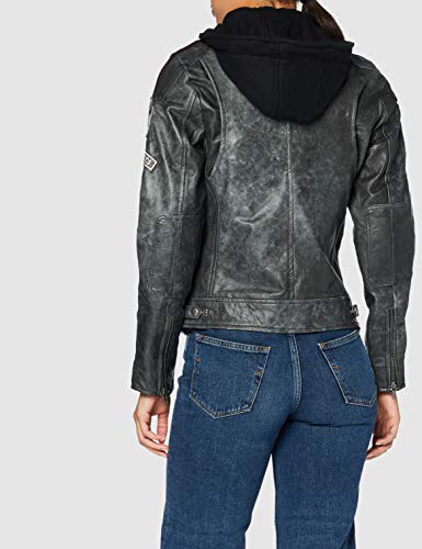 Blouson moto femme en cuir avec capuche et protections amovibles homologué CE, Urban Leather