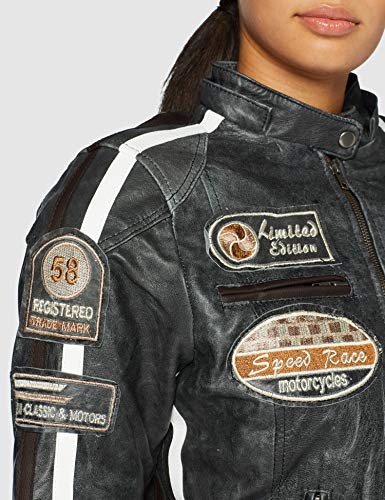 Blouson moto femme en cuir avec capuche et protections amovibles homologué CE, Urban Leather