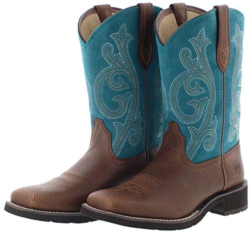 Santiags femme hautes marron et turquoise FB Fashion Boots à bout carré bicolore