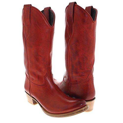 Santiags femme hautes rouges FB Fashion Boots à bout rond uni glamour