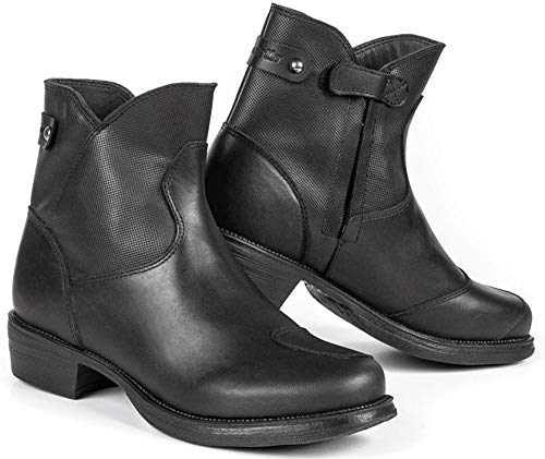 Bottes moto femme Stylmartin basses en cuir pleine fleur imperméables noires et élégantes