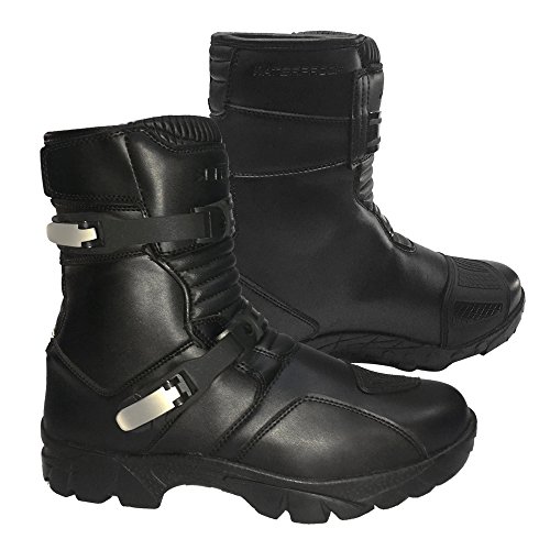 Bottes moto femmes en cuir étanche noires avec boucle, Rider