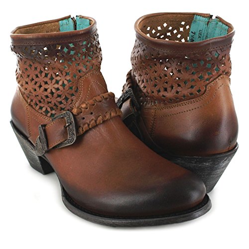 Santiags femme basses ajourées marron avec boucle western FB Fashion Boots