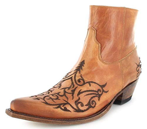 Santiags femme mi basses marron clair avec broderie Sendra 