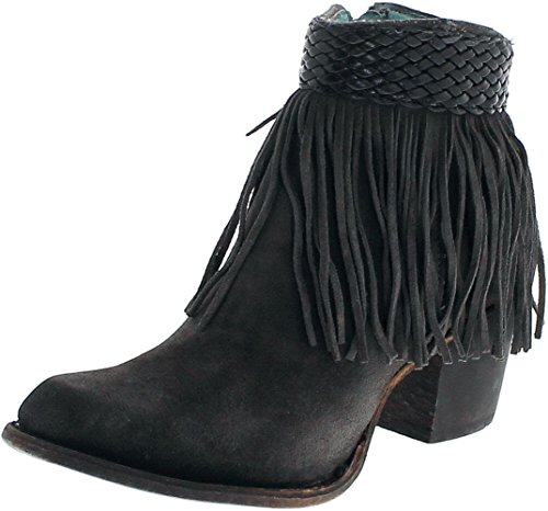 Santiags femme basses noires FB Fashion Boots avec franges 