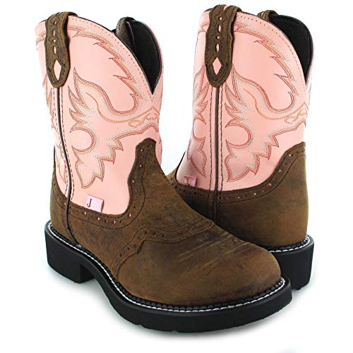 Santiags femme mi basses bicolores FB Fashion Boots, talon 3,5 cm marron et rose