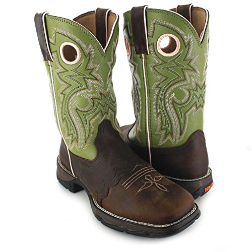 Santiags femme mi basses bicolores FB Fashion Boots, talon 3 cm marron et vert