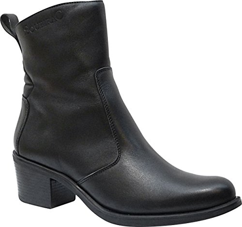 Bottines moto femme en cuir noir et à talon de Soubirac