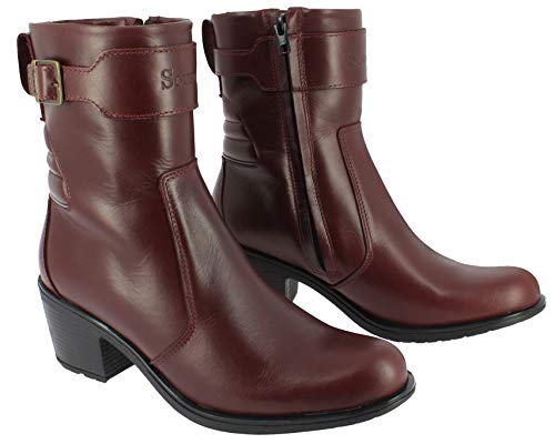 Bottines moto femme en cuir pleine fleur marron et à talon de Soubirac