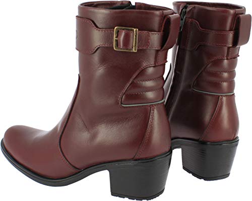 Bottines moto femme en cuir pleine fleur marron et à talon de Soubirac