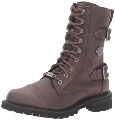 Bottines moto femme esprit rétro en cuir marron et à lacets Harley Davidson