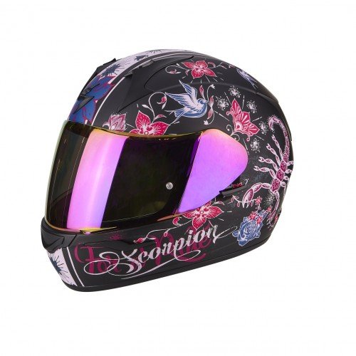 casque moto intégral femme Scorpion imprimé fleuri