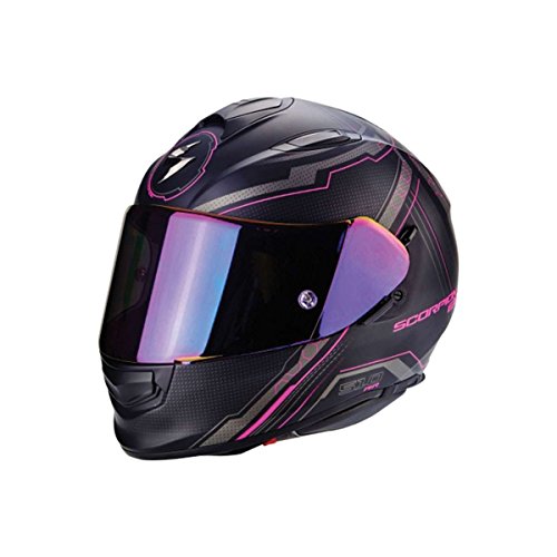 casque moto intégral femme Scorpion noir et mauve