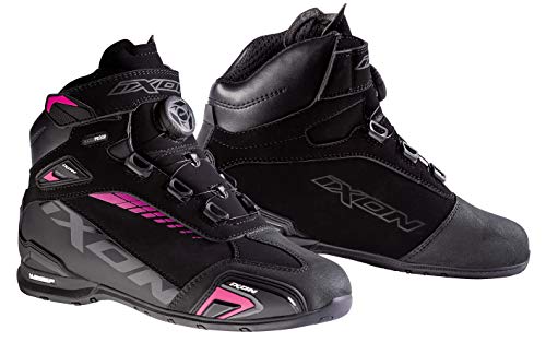 Bottes moto femme noire et fushia de Ixon