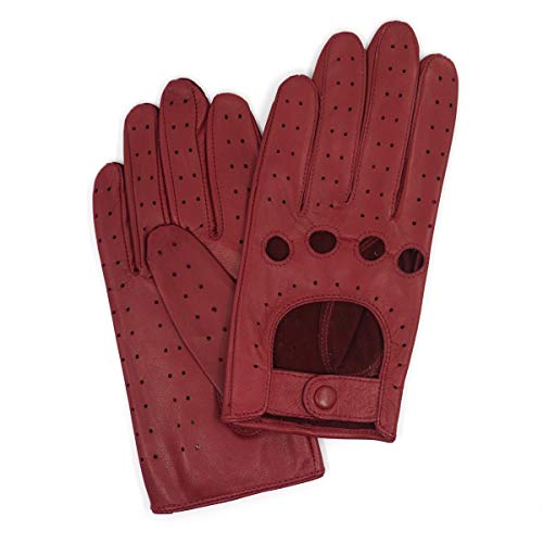 Gants moto femme de conduite Harssidanzar rouges été en peau d'agneau