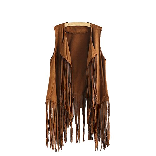 Gilet frangé imitation daim frangé femme Western