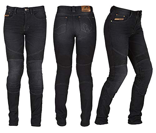 Coupe curve prêt du corps fit, Jean moto femme Furygan avec renfort aramide et protections genoux