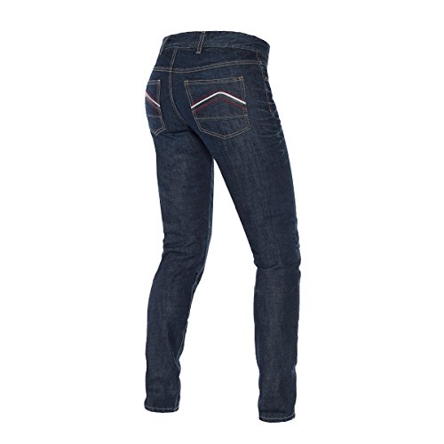 Jean Slim moto sécurité femme brut Dainese avec bande réfléchissante