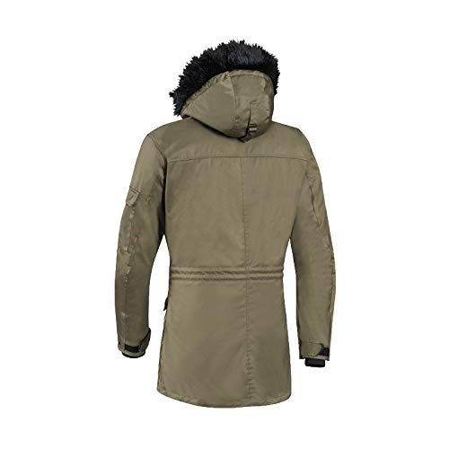 Parka avec capuche fourrée pour moto pour femme, Ixon, couleur vert kaki