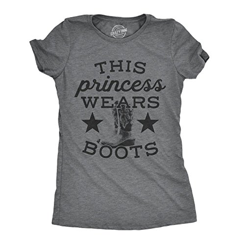 Tee-shirt femme « this princess wears boots » gris chiné pour bikeuse