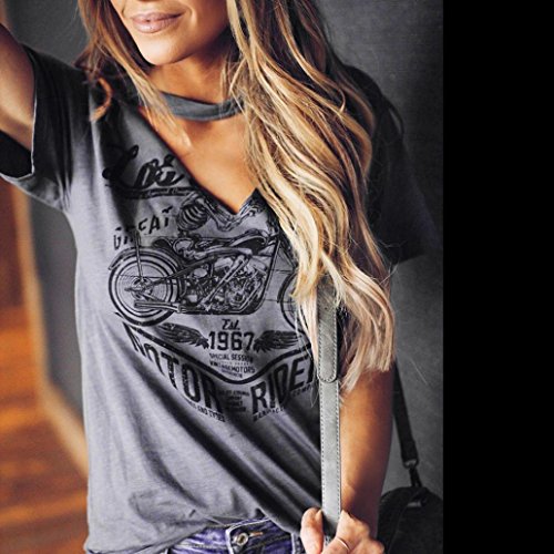 Tee Shirt femme esprit motarde gris chiné