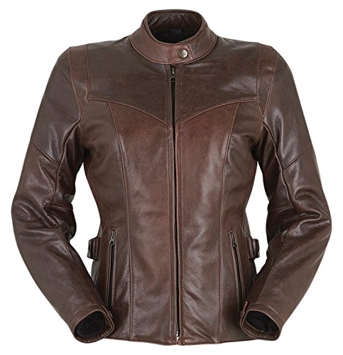 Veste moto femme Furygan en cuir marron Vintage Bella