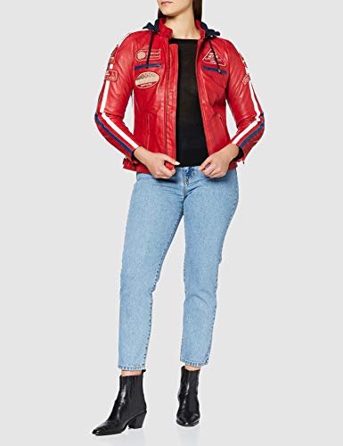 Veste moto en cuir rouge pour femme Urban Leather avec protections