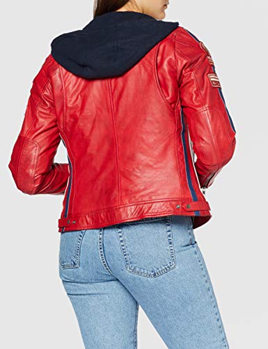 Veste moto en cuir rouge pour femme Urban Leather avec protections